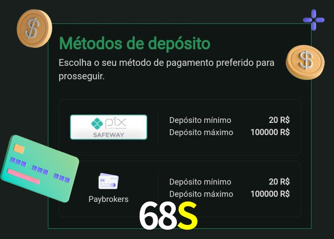 O cassino 68S oferece uma grande variedade de métodos de pagamento